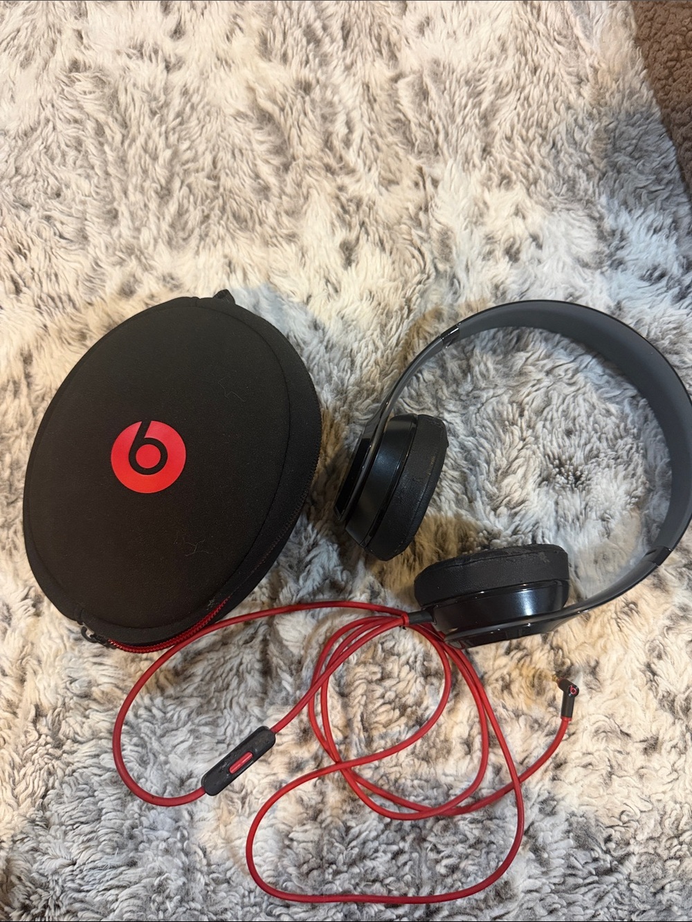 Beats by Dre Black and Red Over-Ear Headphones with Carry Case